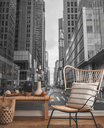 Cabine op muurschildering van New York City Street