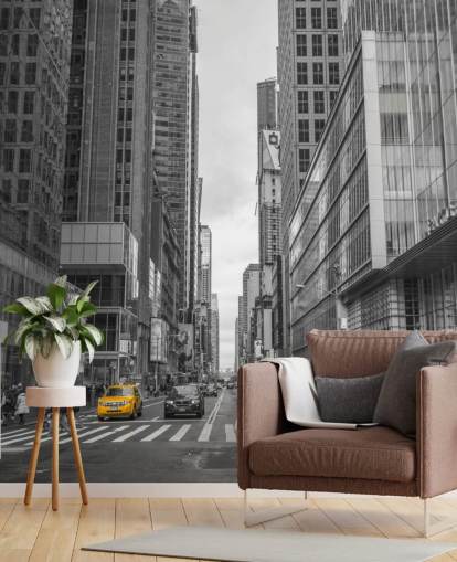 Cabine op muurschildering van New York City Street