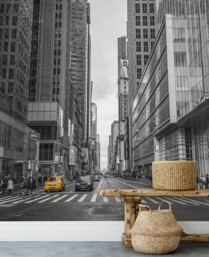 Cabine op muurschildering van New York City Street Cabine op muurschildering van New York City Street