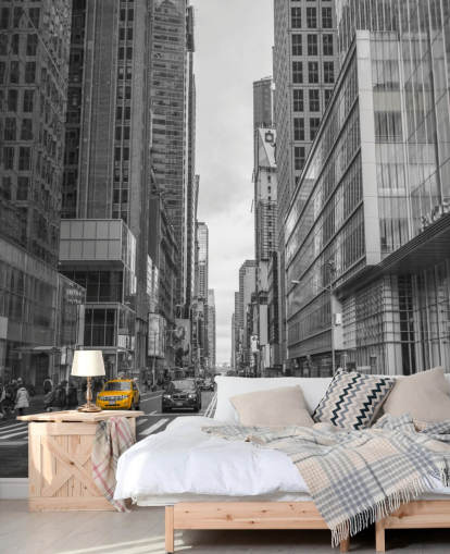 Cabine op muurschildering van New York City Street Cabine op muurschildering van New York City Street