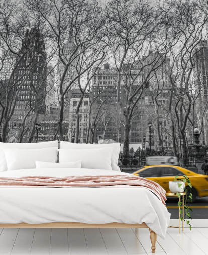 Decorazione murale con schizzi colorati di taxi di New York