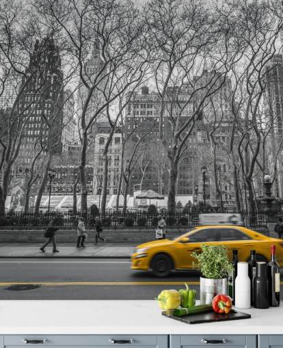 New York Taxi Väri Splash seinämaalaus