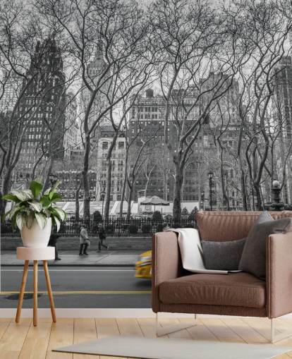 Decorazione murale con schizzi colorati di taxi di New York