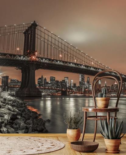 Decorazione murale con skyline di Manhattan e New York