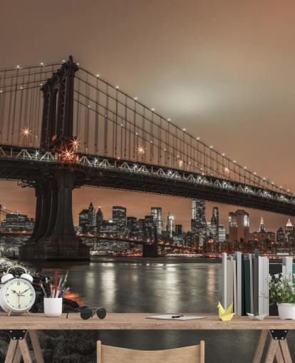 Manhattanin ja New Yorkin siluetin seinämaalaus