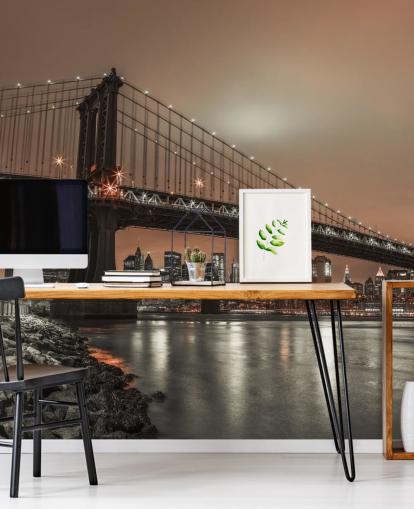 Muurschildering van Manhattan en New York Skyline