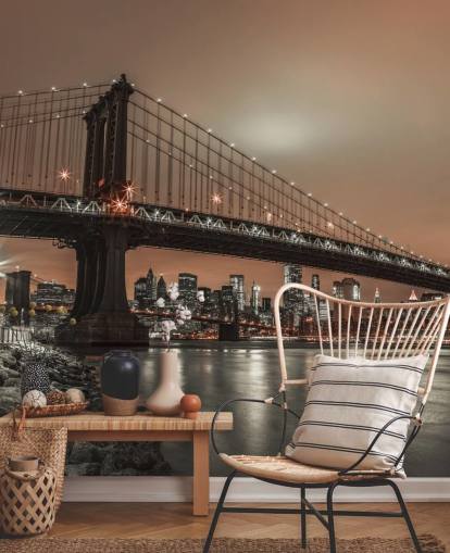 Muurschildering van Manhattan en New York Skyline