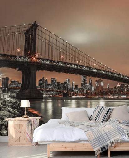 Muurschildering van Manhattan en New York Skyline