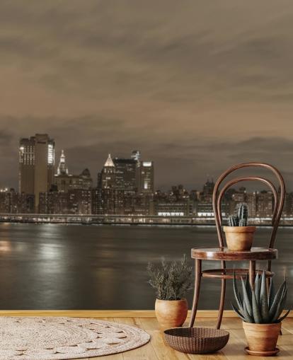 Decorazione murale con ponte di Brooklyn e Manhattan Bridge