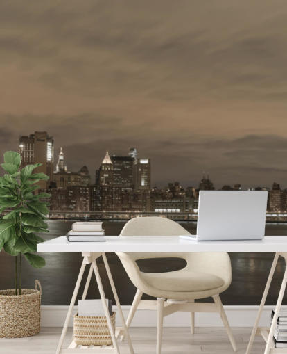 Decorazione murale con ponte di Brooklyn e Manhattan Bridge