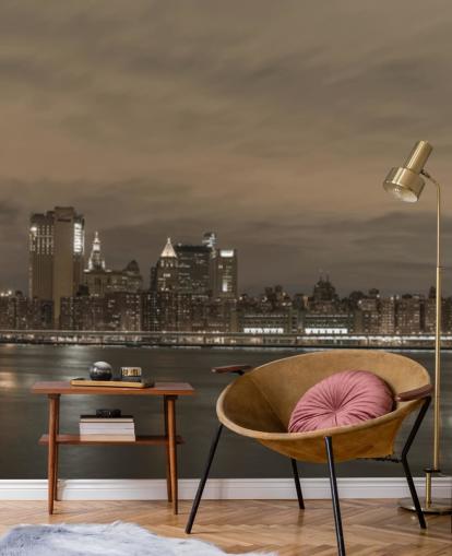 Decorazione murale con ponte di Brooklyn e Manhattan Bridge