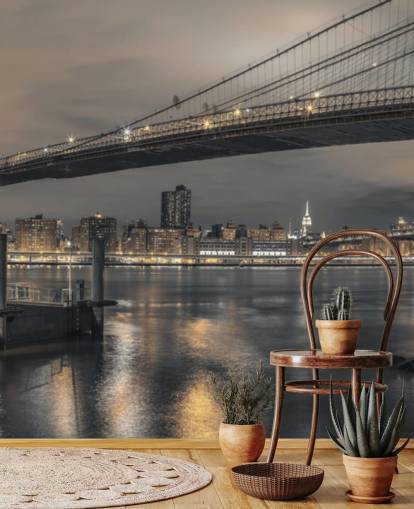 Brooklyn Bridge pitkä laukaus seinämaalaus Brooklyn Bridge pitkä laukaus seinämaalaus