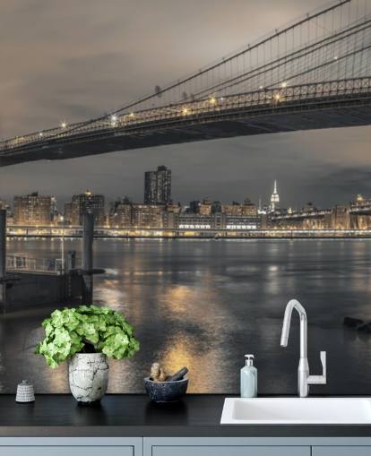 Mural de parede Long Shot da ponte de Brooklyn