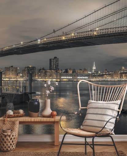 Mural de parede Long Shot da ponte de Brooklyn