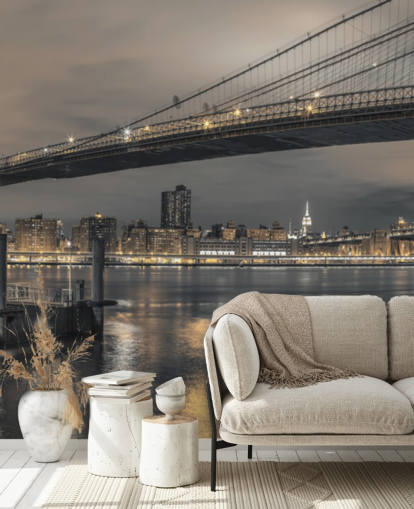 Mural de parede Long Shot da ponte de Brooklyn