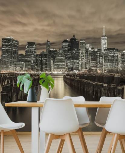 Skyline de Manhattan com linhas de Groynes papel de parede