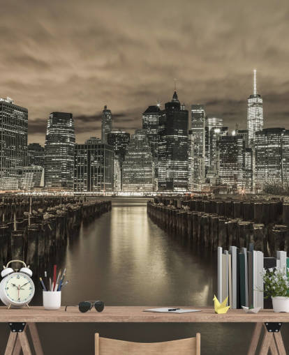 Skyline de Manhattan com linhas de Groynes papel de parede