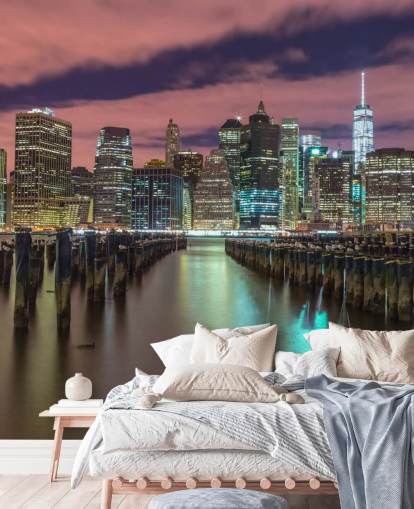 Illuminated Manhattan Skyline Wall Mural Illuminated Manhattan Skyline Wall Mural