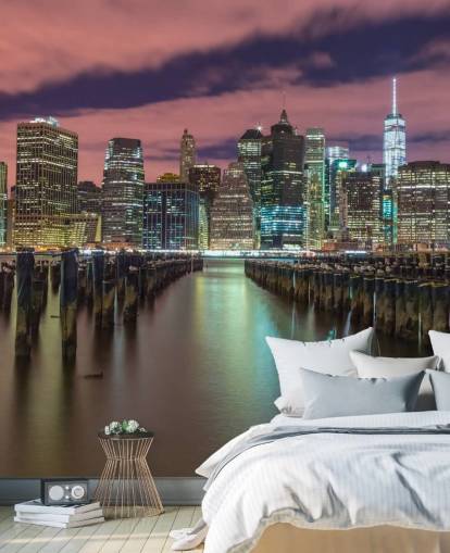 Mural de pared Horizonte iluminado de Manhattan