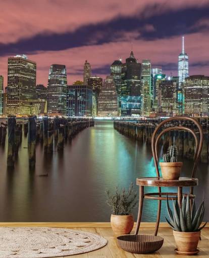 Mural de pared Horizonte iluminado de Manhattan Mural de pared Horizonte iluminado de Manhattan