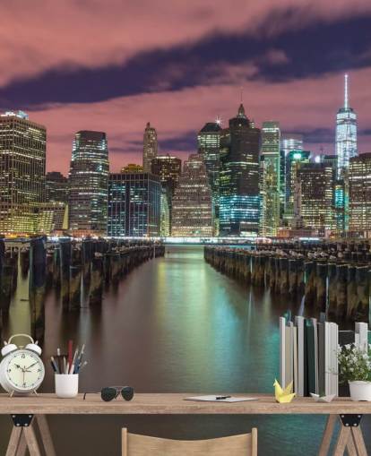 Beleuchtetes Manhattan Skyline Wandgemälde