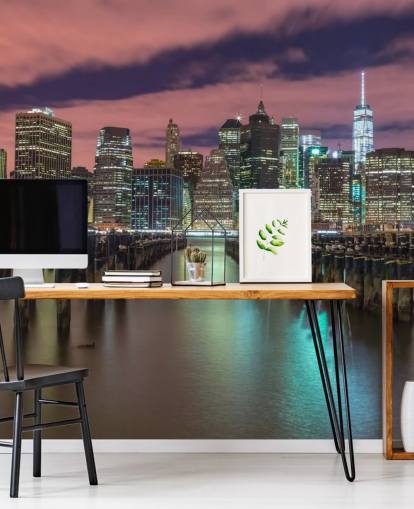 Illuminated Manhattan Skyline Wall Mural Illuminated Manhattan Skyline Wall Mural