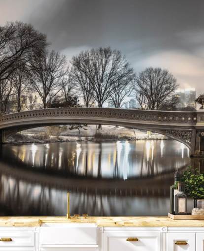 Bow Bridge över sköldpadda damm Bakgrund Bow Bridge över sköldpadda damm Bakgrund