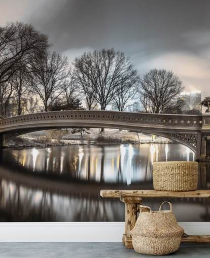 Boogbrug over Turtle Pond Behang