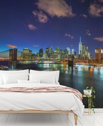 Farverige New York nat vægmaleri