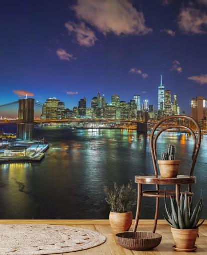 Colourful New York Night Wall Mural