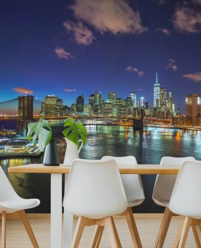 Kleurrijke New York nachtmuurschildering