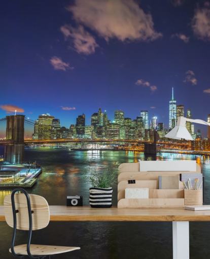 Colourful New York Night Wall Mural