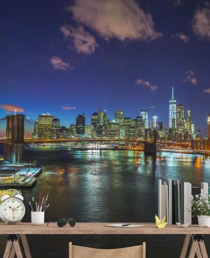 Colourful New York Night Wall Mural Colourful New York Night Wall Mural