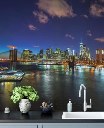 Colourful New York Night Wall Mural