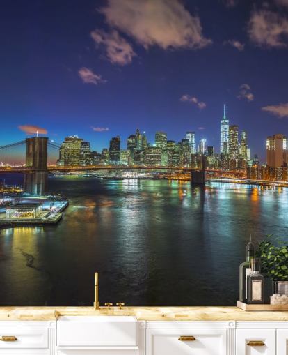 Mural de pared Noche de Nueva York colorida Mural de pared Noche de Nueva York colorida