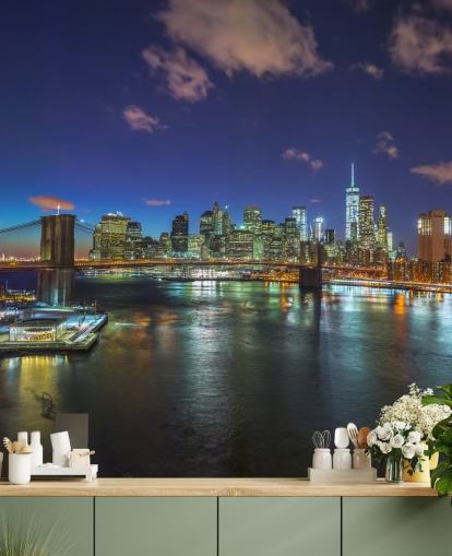 Värikäs New York Night seinämaalaus