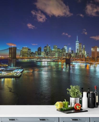 Colourful New York Night Wall Mural