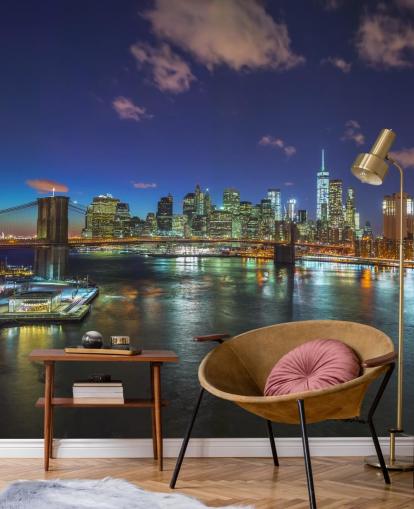 Colourful New York Night Wall Mural