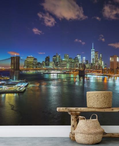 Farverige New York nat vægmaleri