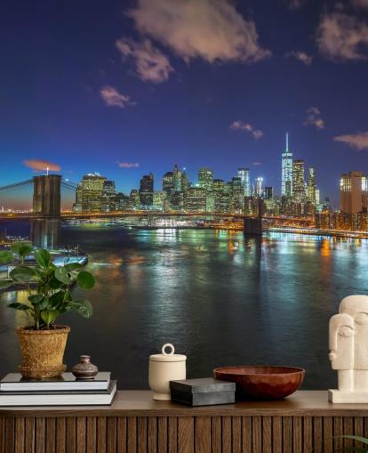 Colourful New York Night Wall Mural