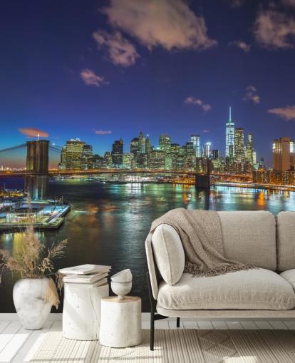 Colourful New York Night Wall Mural