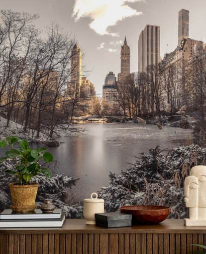Decorazione murale con alba invernale a Central Park