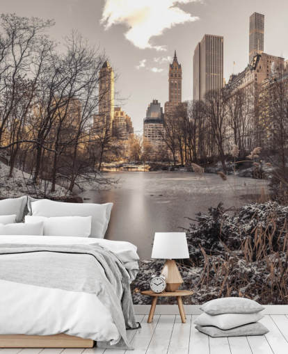 Decorazione murale con alba invernale a Central Park