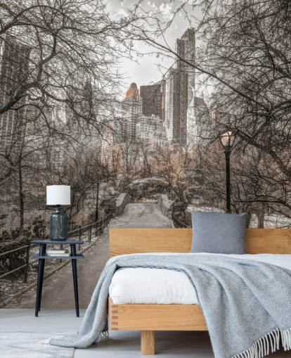 Central Park Vinter Walk Bakgrunn Mural