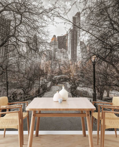 Central Park vinter Walk Bakgrund väggmålning