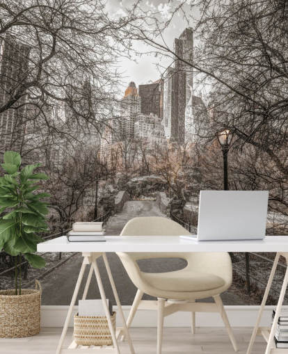 Central Park Winter Walk Wallpaper Mural Central Park Winter Walk Wallpaper Mural