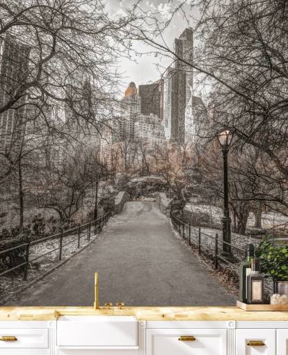 Central Park Winter Walk Wallpaper Mural
