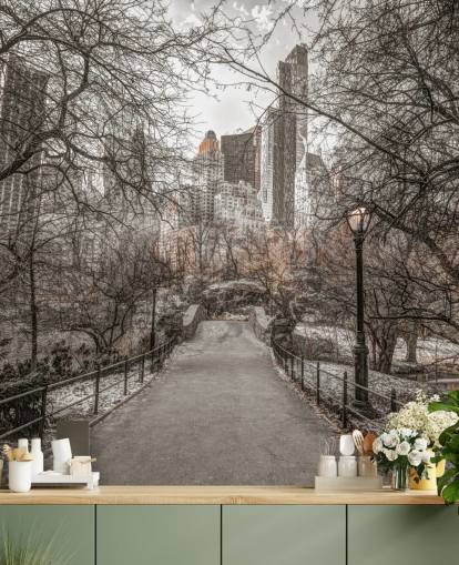 Papel pintado Paseo invernal de Central Park Papel pintado Paseo invernal de Central Park