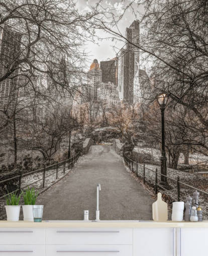 Central Park Winter Walk Wallpaper Mural