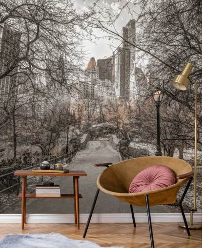 Central Park Winter Walk Wallpaper Mural